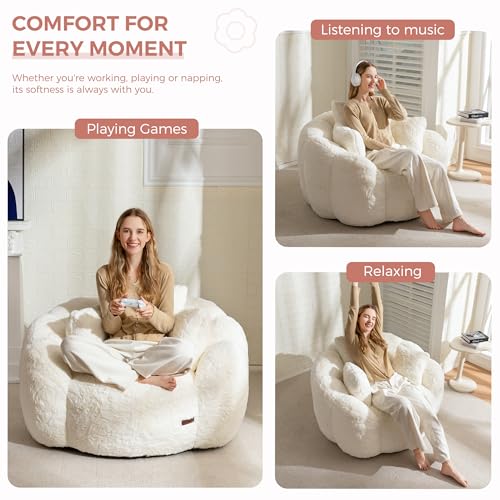 Beige Floral Shaped Bean Bag Sofa C5655