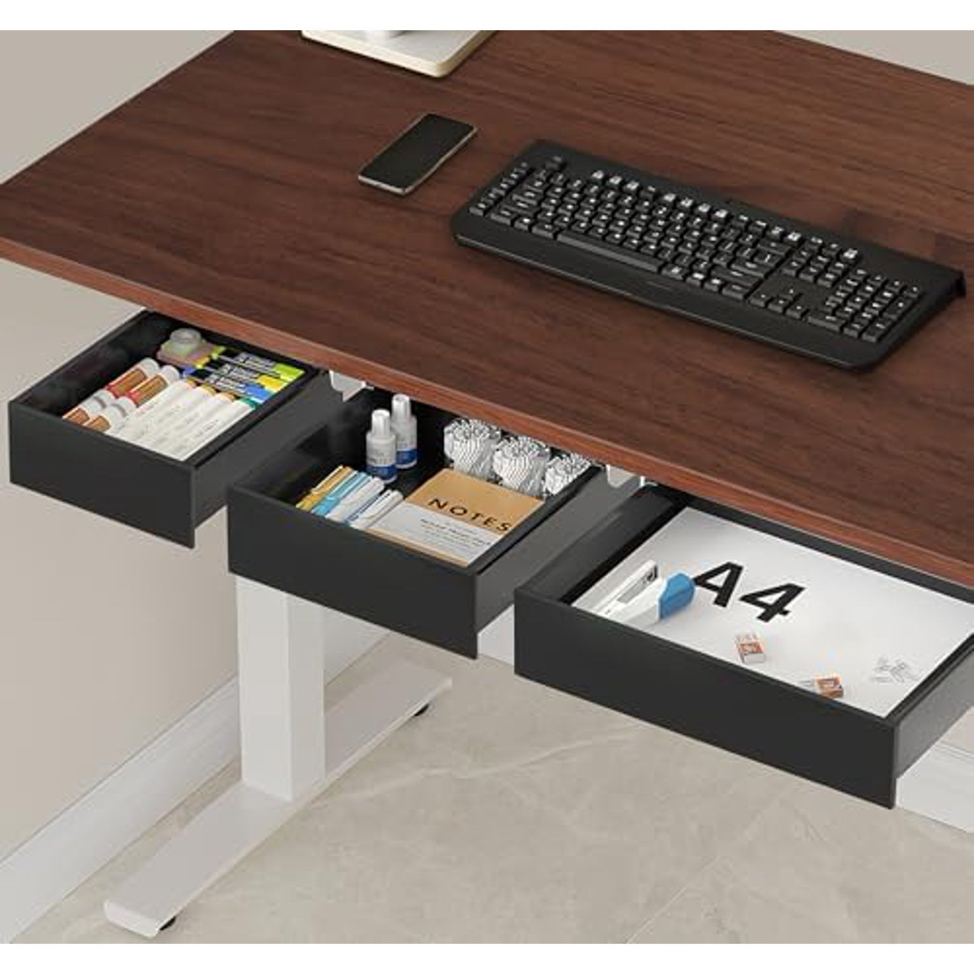 3 Pack Slide Out Desk Drawers, Black I455898