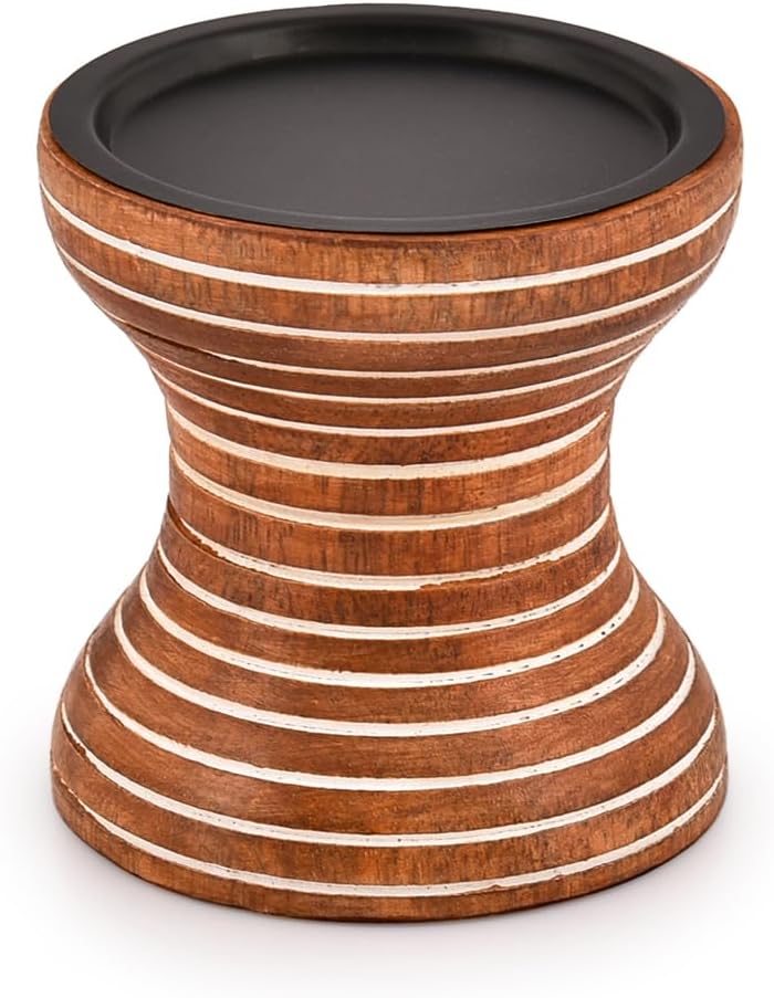 Mango Wood Candle Holder 4" X 4" X 4" E35806