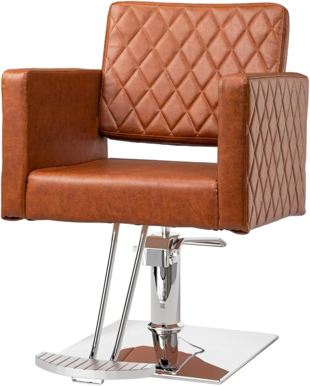 Brown Hydraulic Barber Chair with Aluminium Alloy Footrest Z909368