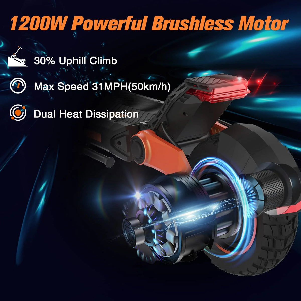 Electric Scooter 1200W Motor 10.5" Off Road Tires 52V/18Ah Dual Brake Folding P471336