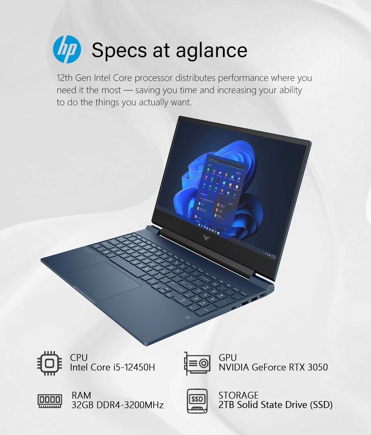15.6" Full HD 144Hz Gaming Laptop, Intel Core i5-12450H, 32GB Memory, NVIDIA GeForce RTX 3050, 2TB SSD, Windows 11 O202408