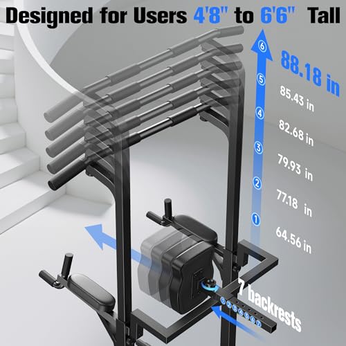 Pull Up Bar Dip Station Power Tower Multi-Function Home Gym Strength Training Fitness Equipment 450LBS C6185