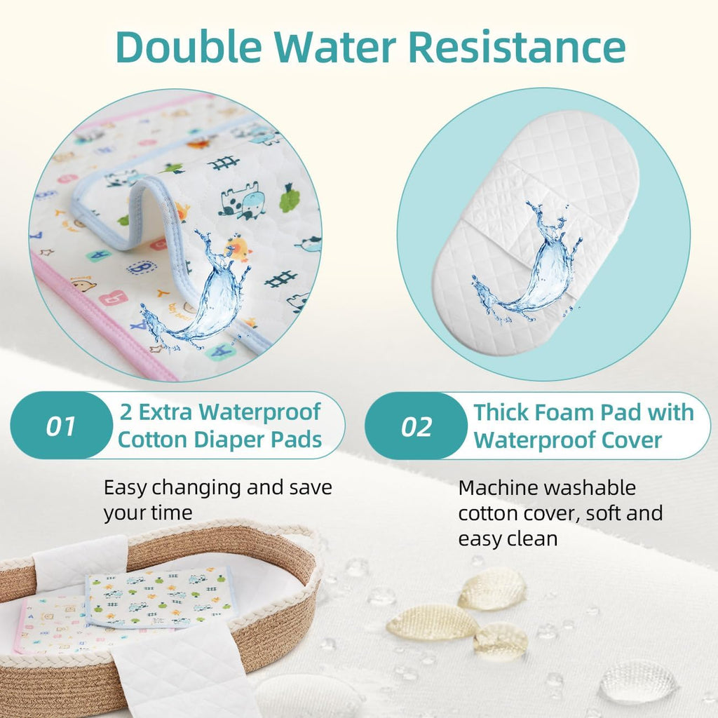 Baby Changing Basket with Waterproof 2 Diaper Pads and Removable Cover A9418