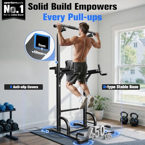 Pull Up Bar Dip Station Power Tower Multi-Function Home Gym Strength Training Fitness Equipment 450LBS C6185