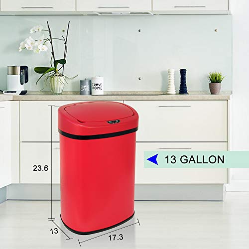 13 Gallon Stainless Steel Automatic Sensor Trash Can with Lid, Black D49565