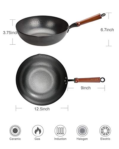 12.5" Carbon Steel Wok with Lid G5063