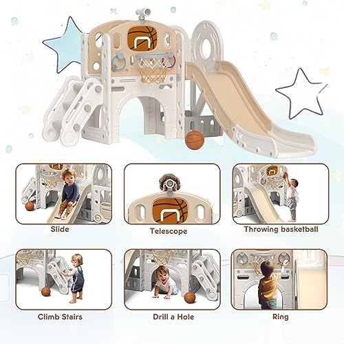8 in 1 Toddler Slide Set with Basketball Hoop and Ball B574