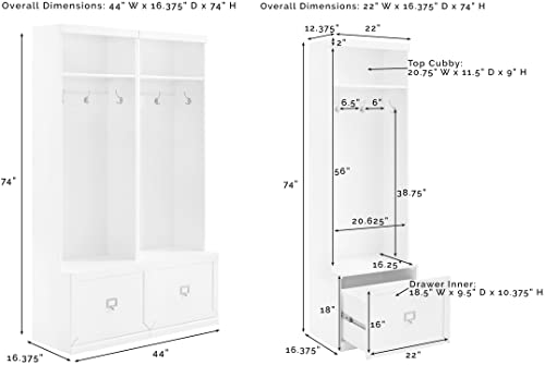 White 2-Piece Entryway Set with 2 Hall Trees N312