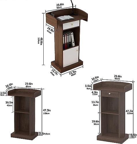 Wood Stand Floor Standing Podium with Storage Shelf H9892