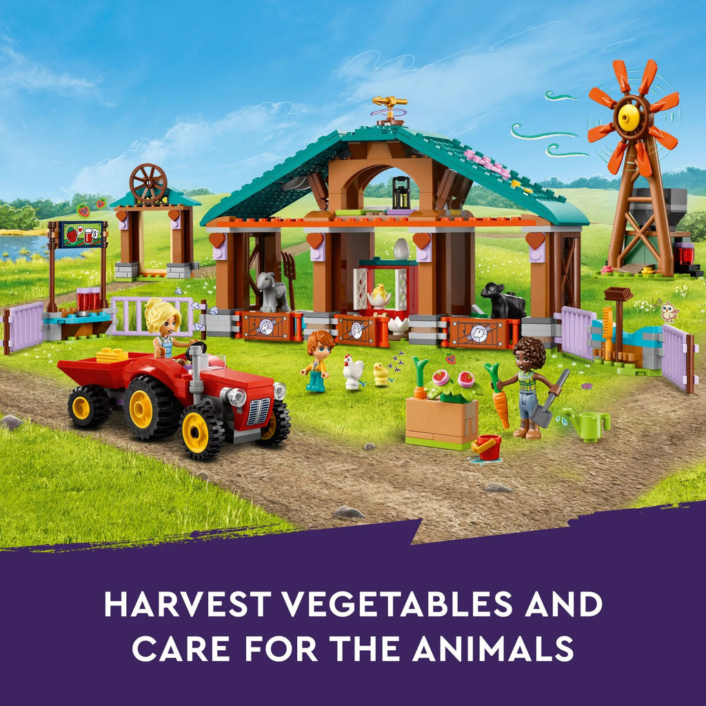 Farm Animal Sanctuary and Tractor Toy with 3 Mini-Doll Characters and 5 Farm Animal Toys Including a Baby Cow Q472
