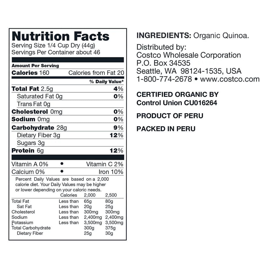 Organic Quinoa, Resealable Bag 4.5 lbs (2 PACK) M837
