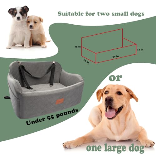 Large Dog Car Seat with Memory Foam Cushion and Storage Pockets (Black) D87768