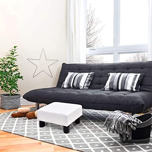 16" Small PU Leather Ottoman with Padded Seat Plastic Wood Legs (Red) O36787
