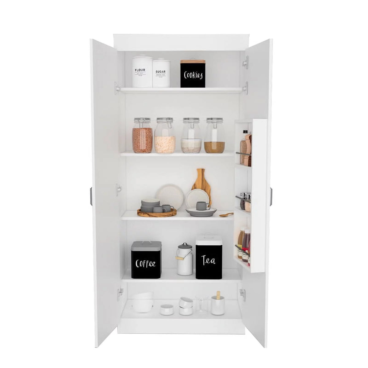 White 5-Shelf Engineered Wood Pantry Cabinet I5762
