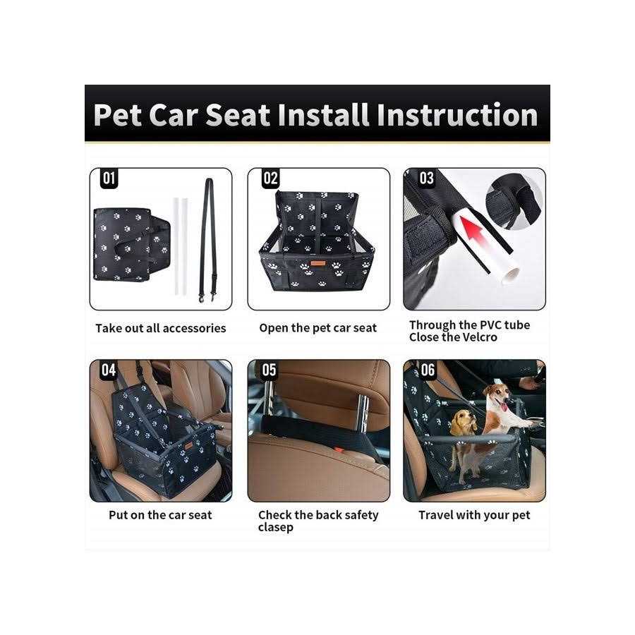 Dog Car Seat with Clip-On Safety Leash and PVC Support Pipe V64512