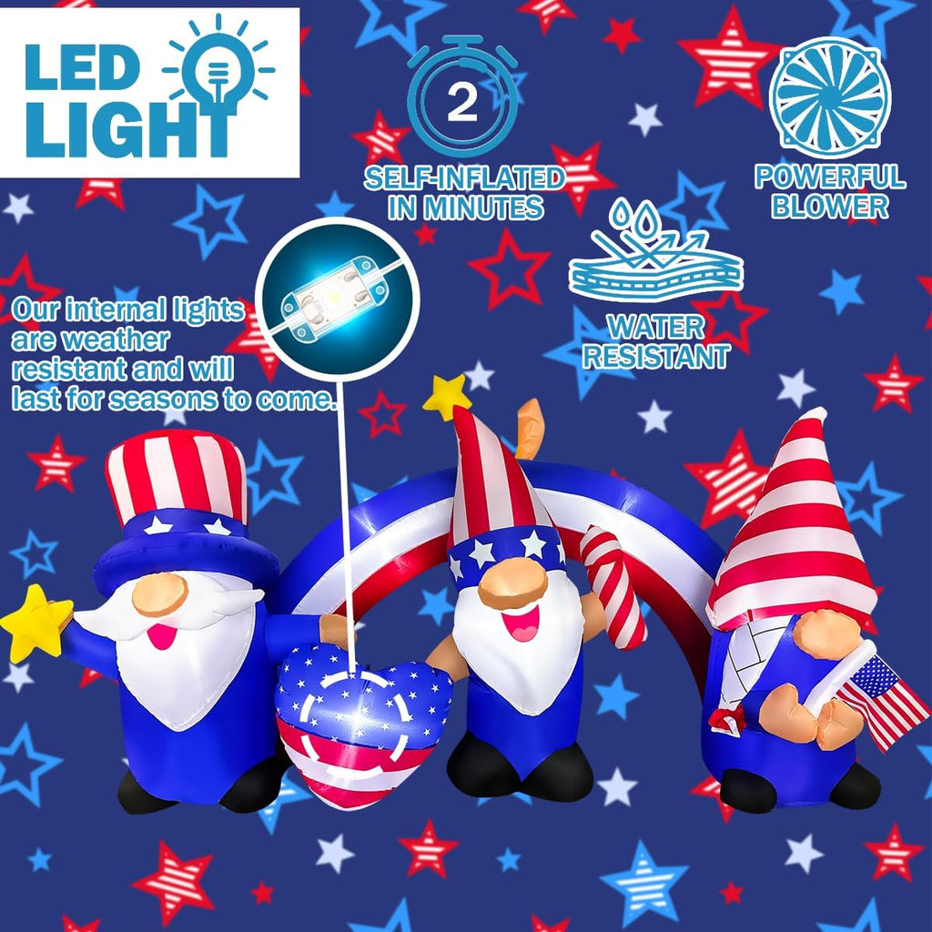 7 FT Inflatable 3 Gnomes with Archway Decorations R3385