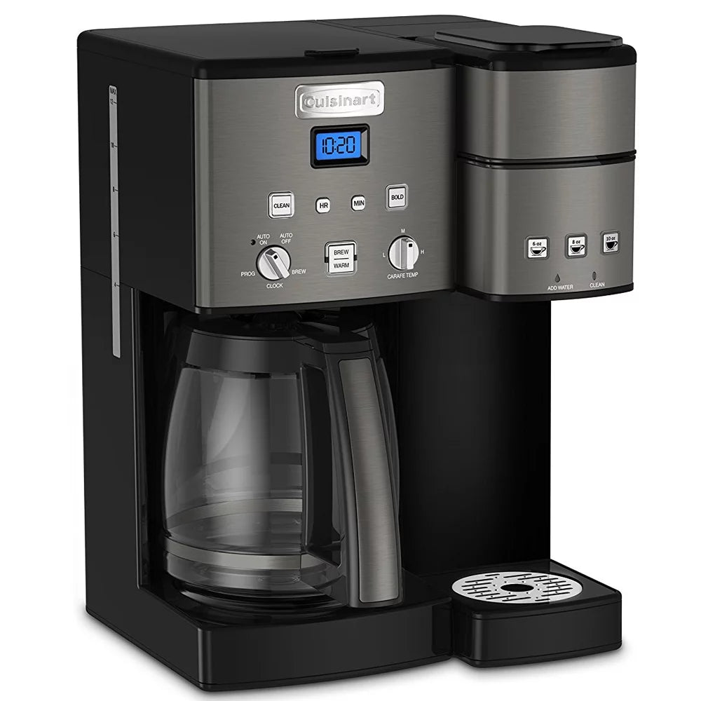 12-Cup Coffee Maker and Single-Serve Brewer, Black Stainless A411914