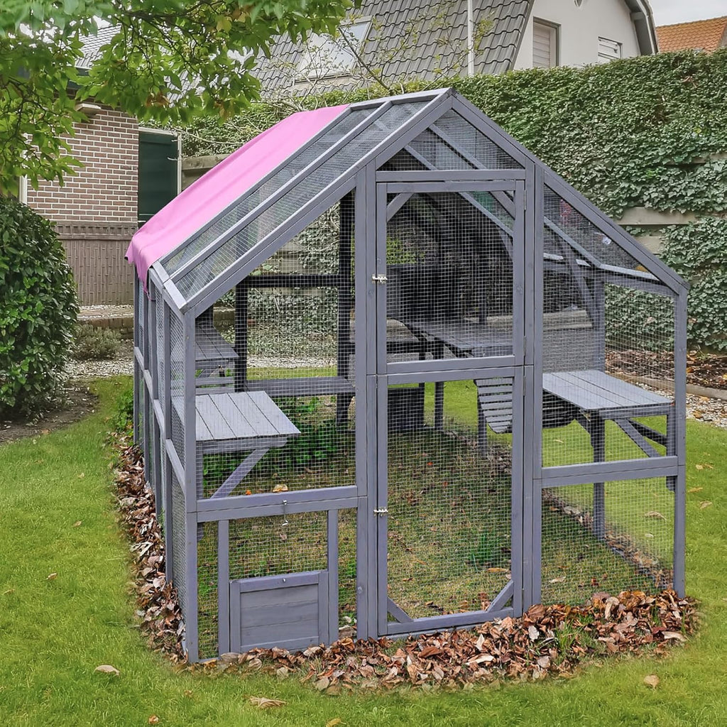 Large Catio Outdoor Cat Enclosure with Waterproof Roof L87602