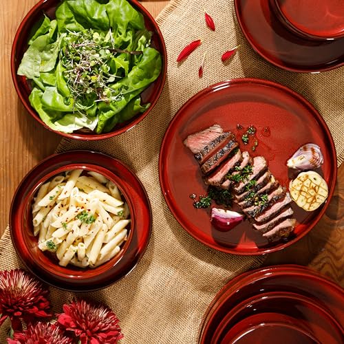 Amber Terracotta Reactive Glaze Dinnerware Set, Service for Four (16pcs) Z441293