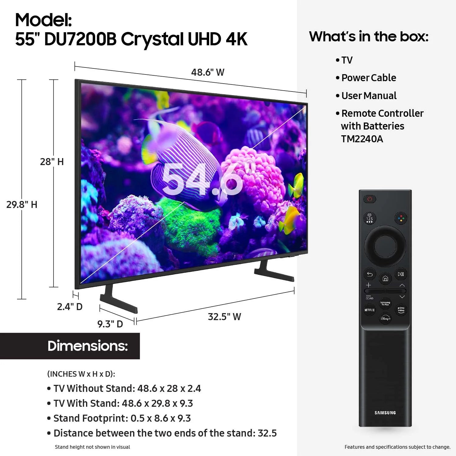 55" Crystal UHD 4K Smart TV U254