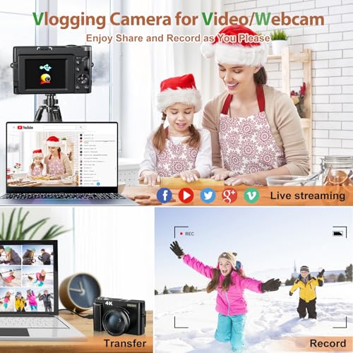 48MP 4K Digital Camera with 3'' 180° Flip Screen 16X Zoom N460909
