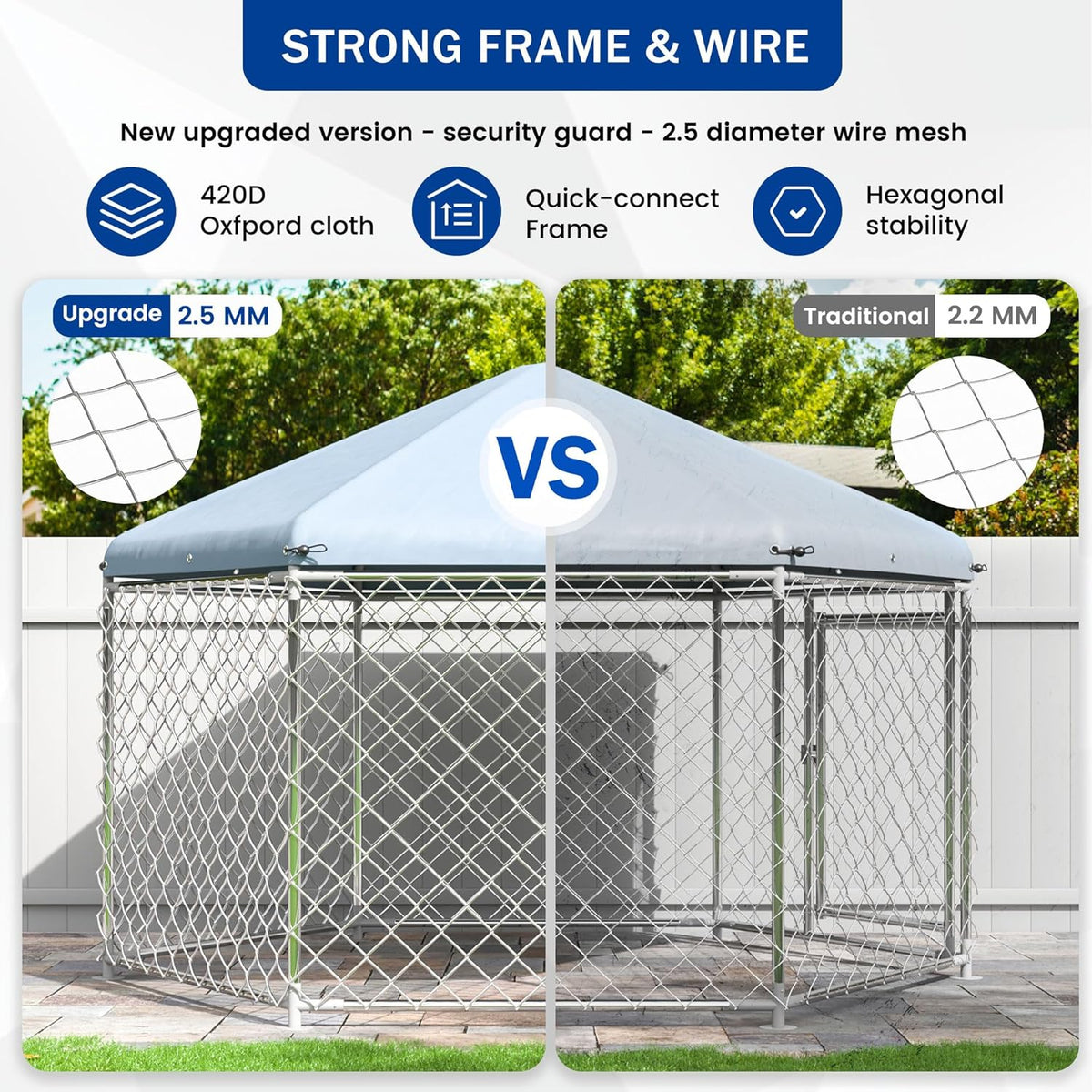 Large Dog Kennel with Roof and Metal Gate I54785