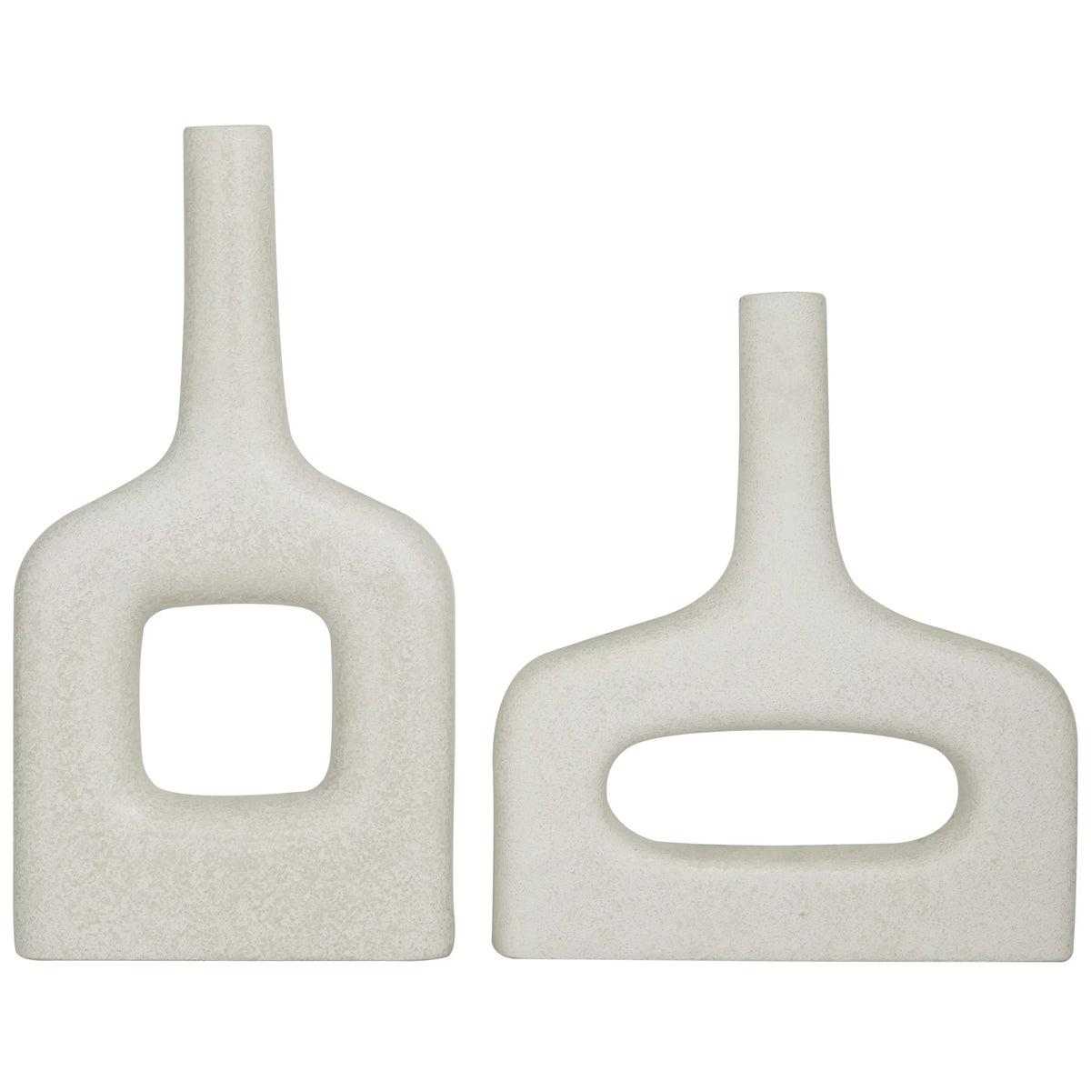 16" 13"H White Ceramic Vase Set of 2 T5207