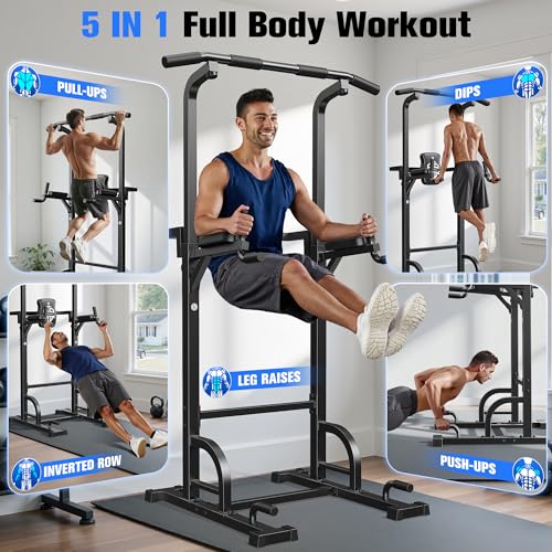 Pull Up Bar Dip Station Power Tower Multi-Function Home Gym Strength Training Fitness Equipment 450LBS C6185