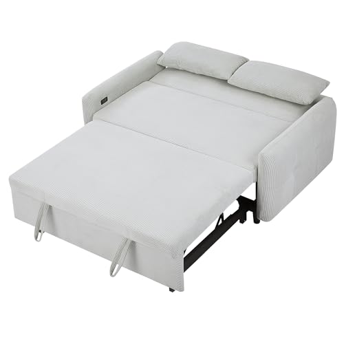 Blue Grey Corduroy 4 in 1 Convertible Sofa Couch Bed J95759