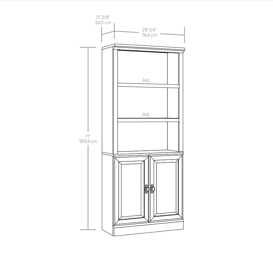 Heritage Walnut Finish 5 Shelf Bookcase with Doors G140804