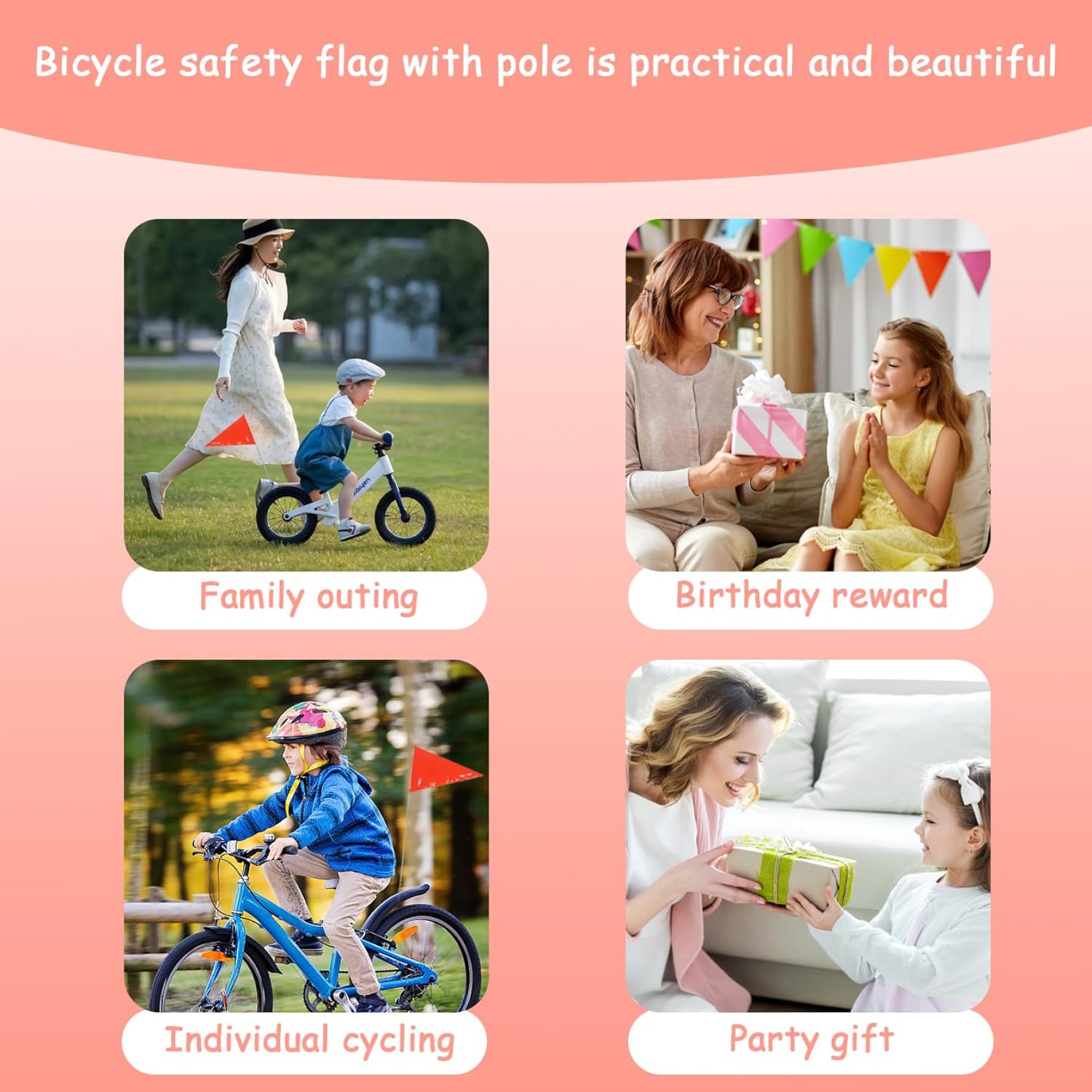 Reflective Adjustable Height Bicycle Safety Flag with Mounting Bracket K688020