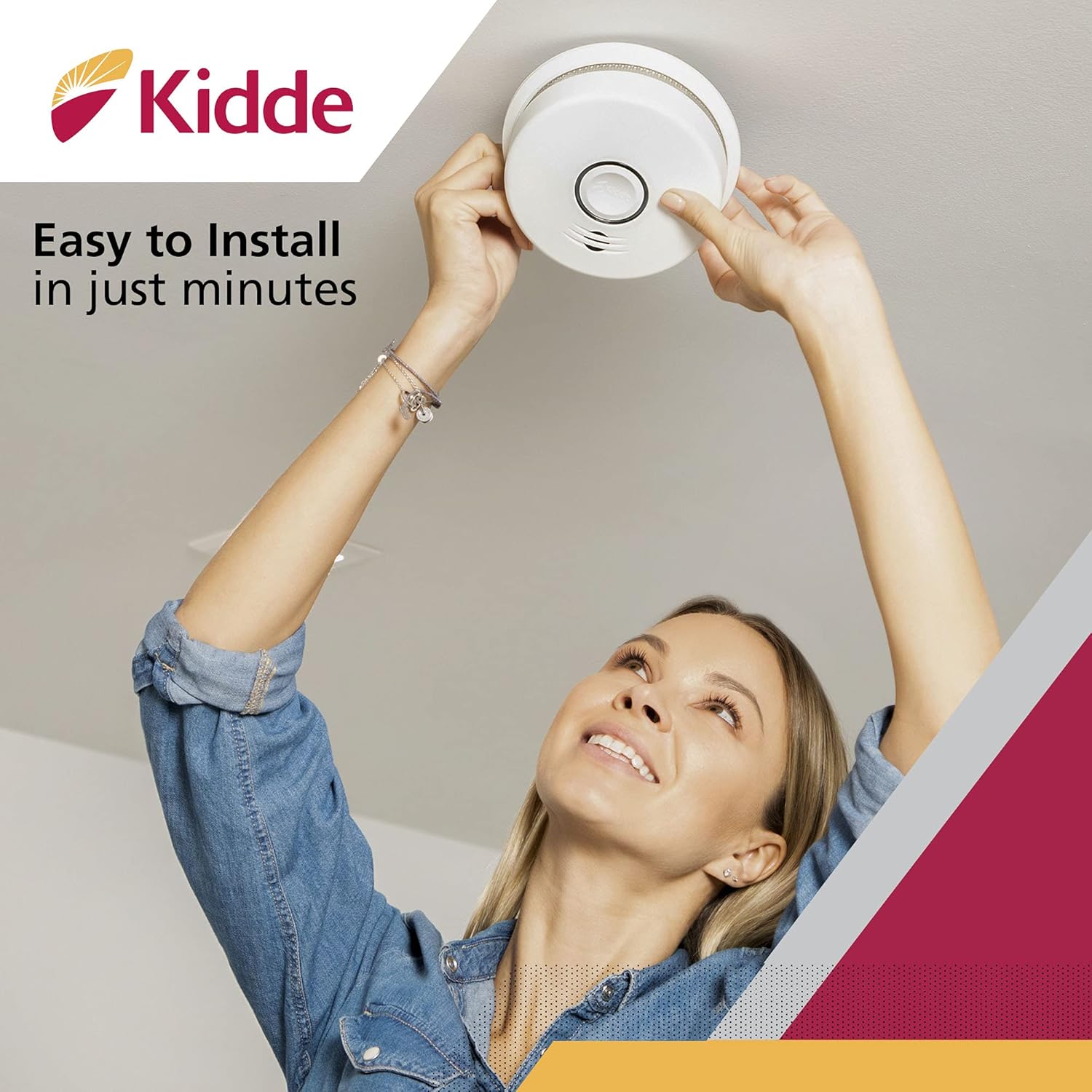 Wireless Hardwired Smoke Detector with 10-Year Battery Backup and Photoelectric Sensor V533747