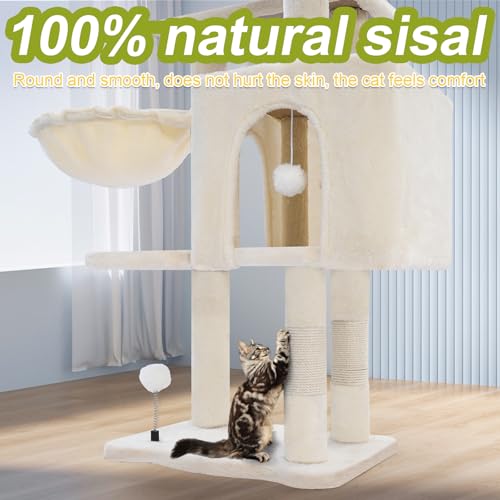 White 40'' Cat Tree Tower with Scratching Post K55638