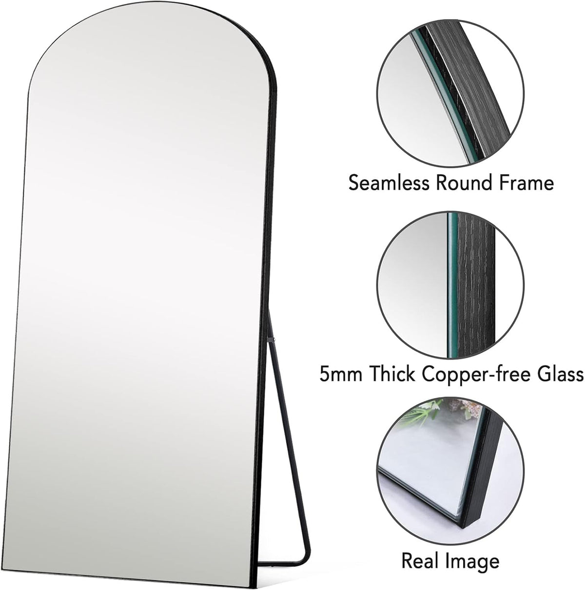 71''x31'' Black Arched Floor Mirror Y355660