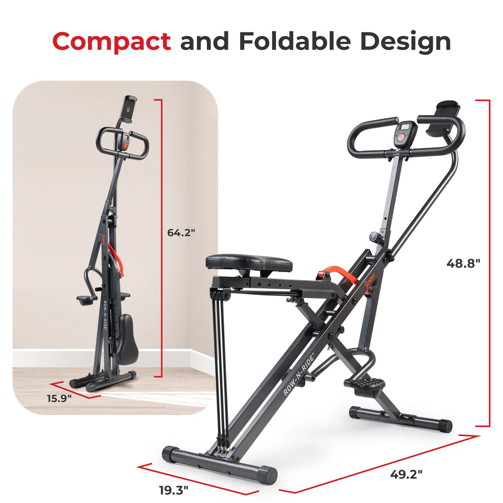 Smart Upright Row-N-Ride Exerciser, Squat Assist Trainer with Adjustable Resistance, Foldable H7821