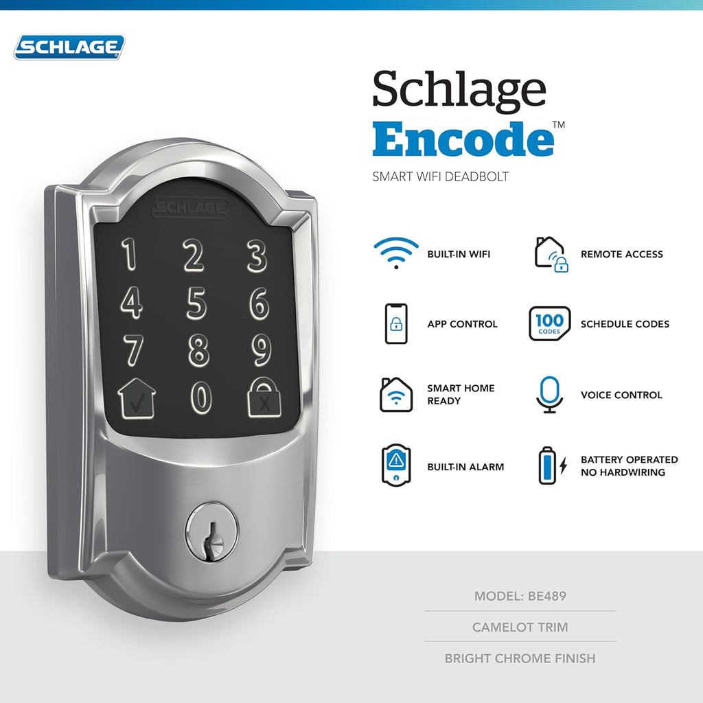 Bright Chrome Smart WiFi Deadbolt W241