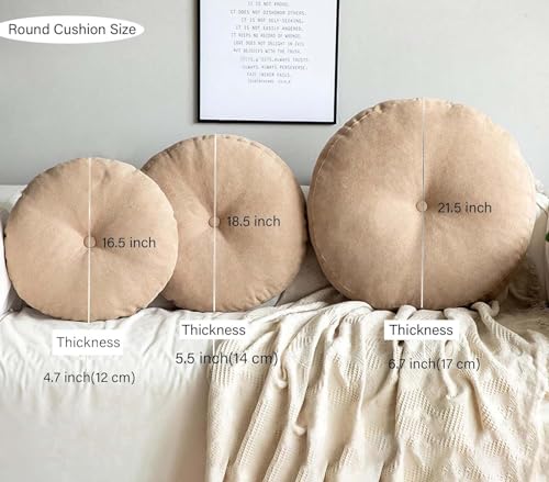 Yellow Large Round Floor Cushion Set of 2 G567