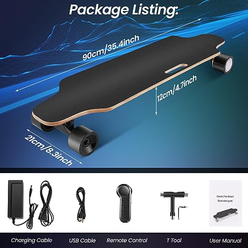 Electric Skateboard with Remote, 350W Brushless Motor E346508