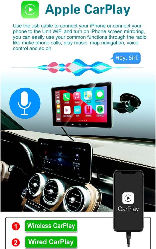 7 Inch Touchscreen Monitor with Bluetooth Car Stereo T12460
