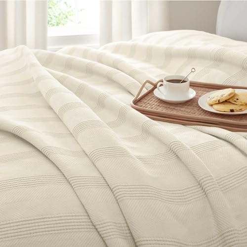 100% Cotton Twin Size Blanket (90 x 66 Inch, White) B154