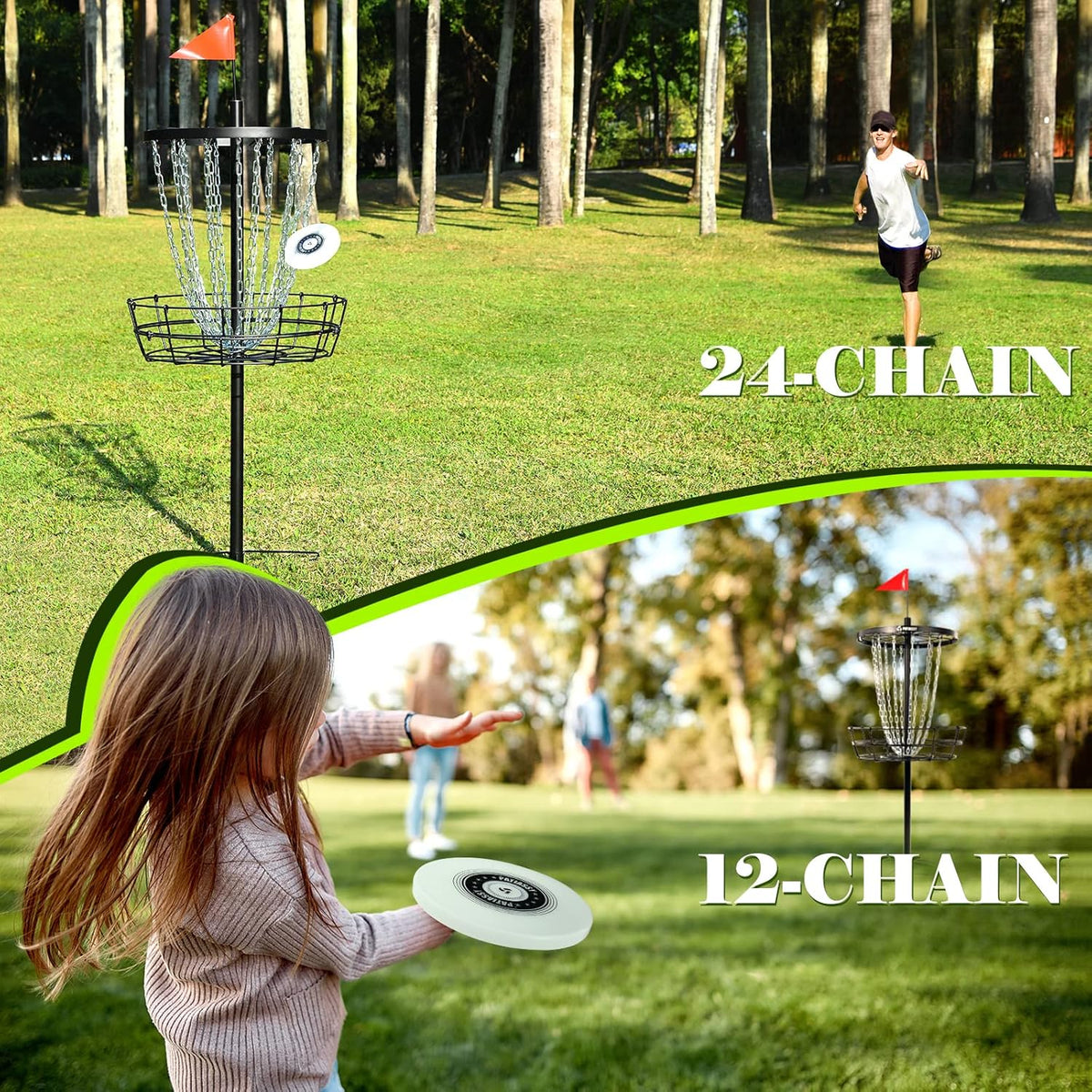 Portable Disc Golf Basket with 24/12 Chains L775600