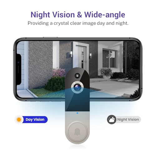 Black 1080P Wireless Video Doorbell Camera with Night Vision E974