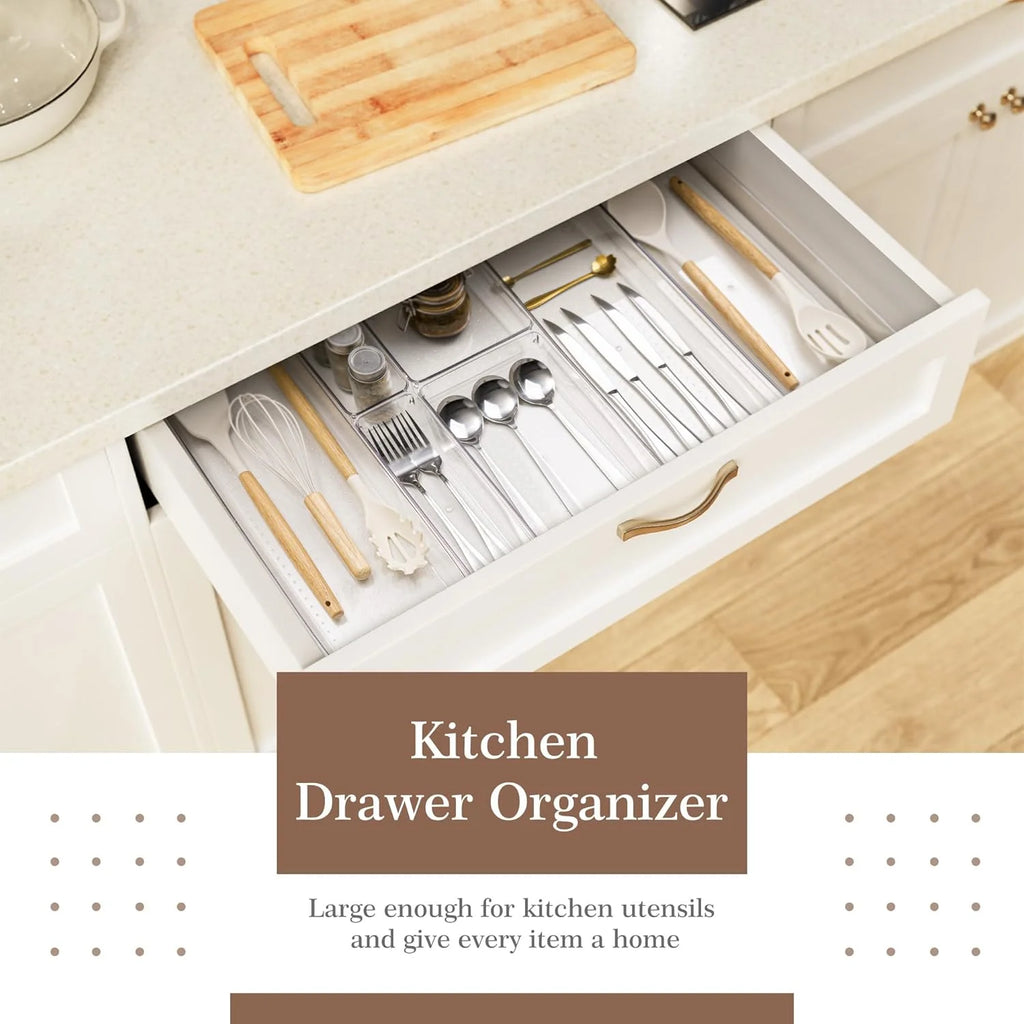 14 PCS Clear Plastic Drawer Organizer Set R7387