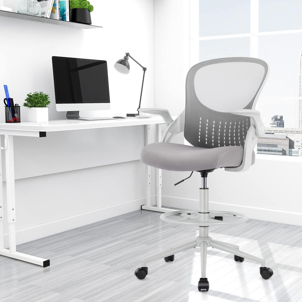 Grey Mid Back Mesh Drafting Chair X44622