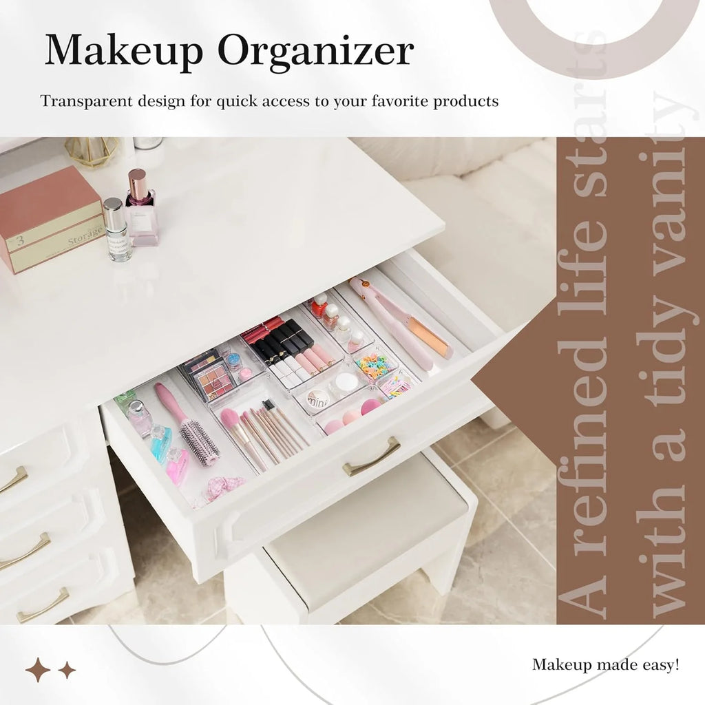 14 PCS Clear Plastic Drawer Organizer Set R7387