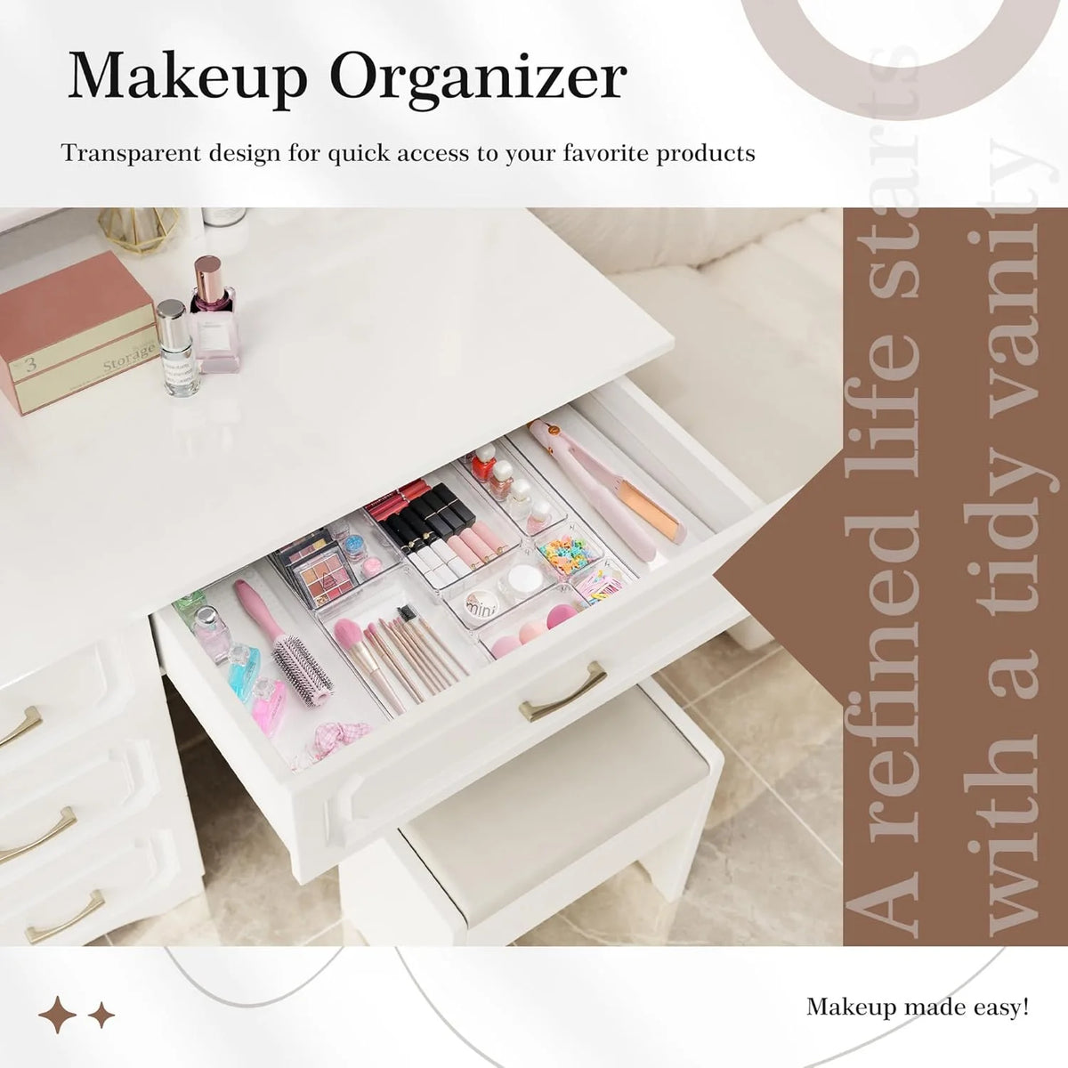 14 PCS Clear Plastic Drawer Organizer Set R7387