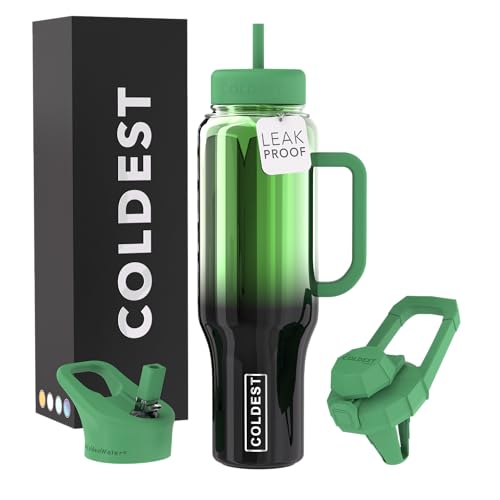 40 oz Stainless Steel Insulated Tumbler with Handle and Straw (3 Lids) Z3941
