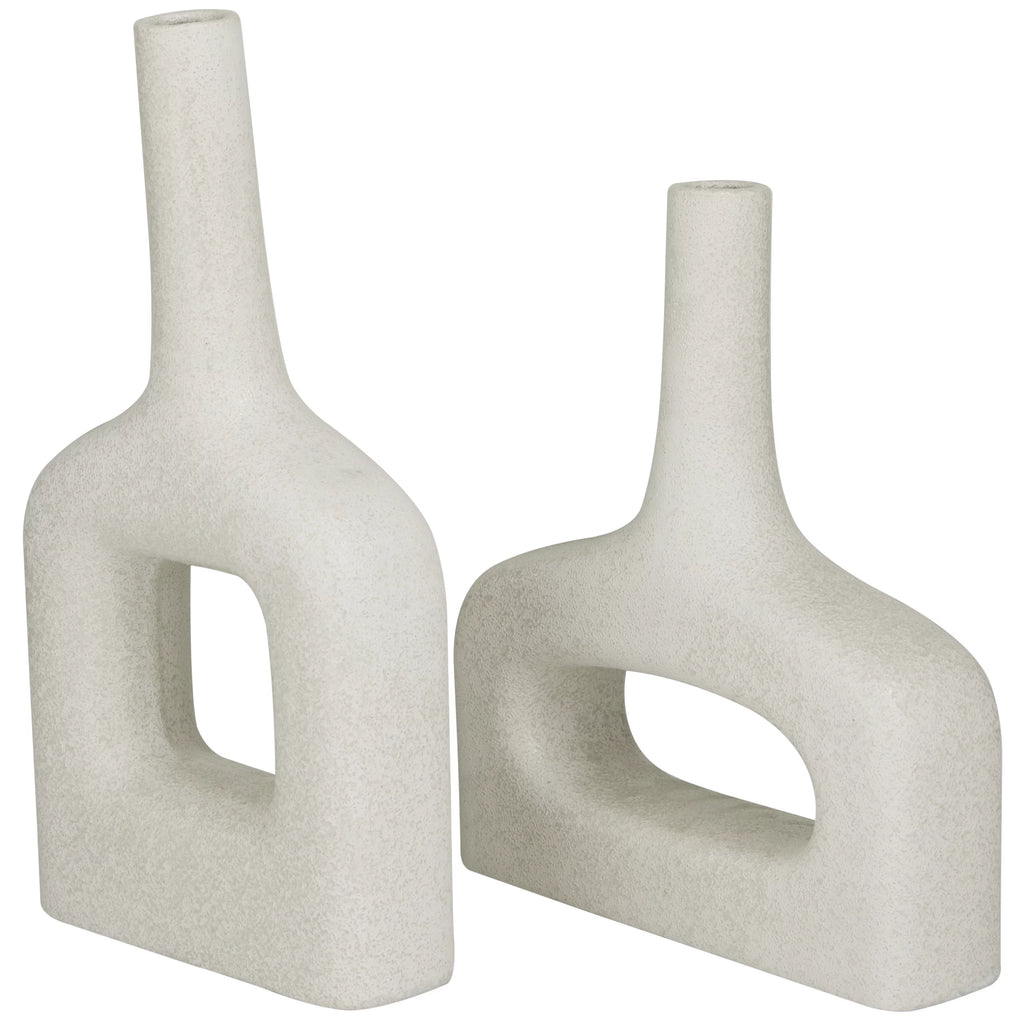 16" 13"H White Ceramic Vase Set of 2 T5207