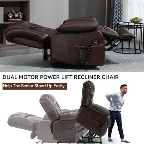 Black Leather Dual Motor Power Lift Recliner Chair G908